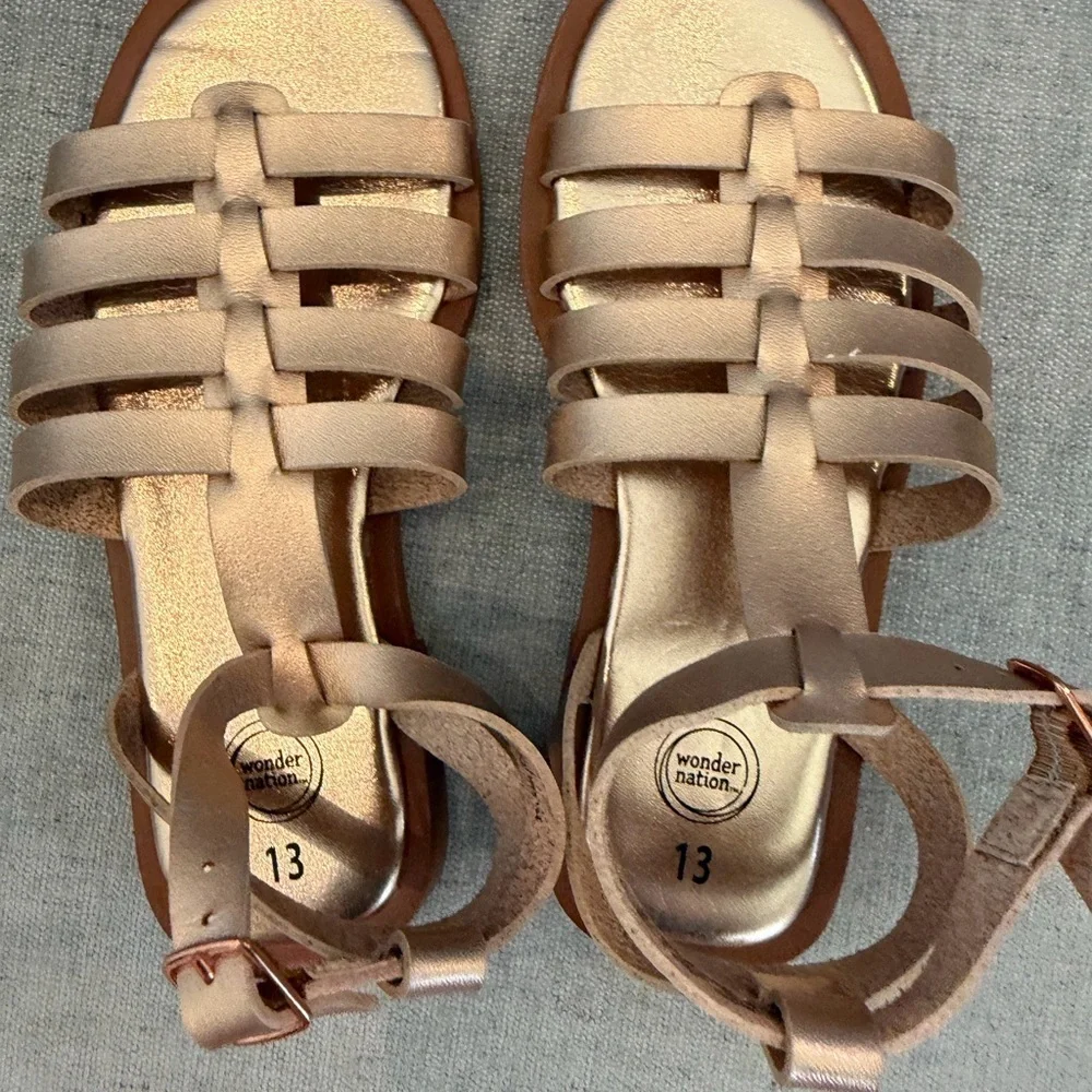 Wonder Nation Kids Rose Gold Strappy Sandals